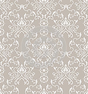 Vector seamless damask wallpaper pattern design