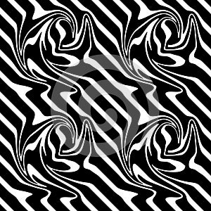 Vector seamless diagonal wavy lines pattern black and white. abstract background wallpaper. vector illustration.