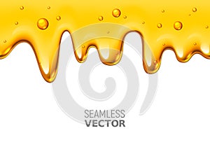 Vector seamless dripping honey on white background