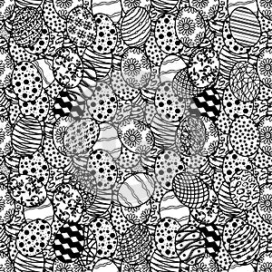 Vector seamless easter pattern featuring decorated eggs