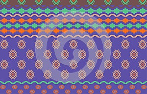 Vector seamless fabric home or wallpaper design. Pattern ethnic with geometric elements on light color background. Can use is