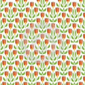 Vector Seamless Flat Pattern with Flowers