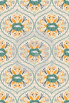 Vector seamless floral damask pattern. Rich ornament, old Damascus style.