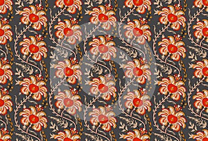 Vector seamless floral pattern. Japanese national flower chrysanthemum. Illustration luxury design, textiles, paper, wallpaper,