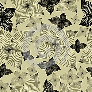 Vector Seamless floral pattern with lilly flower