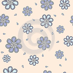 Vector seamless floral pattern in pink and lilac