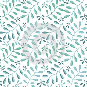 Vector seamless floral pattern on white background.