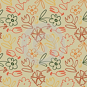 Vector seamless flower pattern background