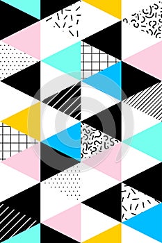 Vector seamless geometric pattern. Memphis Style. Abstract 80s.