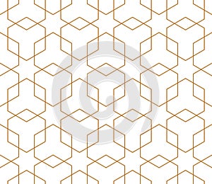 Vector seamless geometric pattern. Modern thin hexagon grid texture