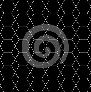 Vector seamless geometric pattern. Modern thin hexagon grid texture