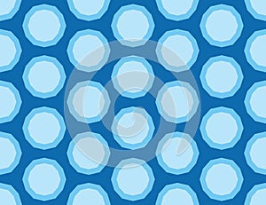 Vector seamless geometric pattern. Shaped light blue circles, bubbles, dark blue background