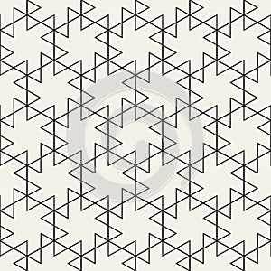 Vector seamless geometric pattern. Simple abstract lines lattice. Repeating triangle elements stylish background.