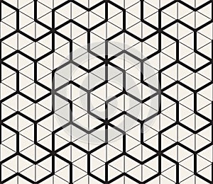 Vector seamless geometric pattern. Simple abstract lines lattice. Repeating triangle grid tiling background