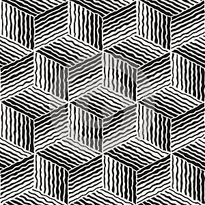 Vector Seamless Geometric Stripes Cube Pattern