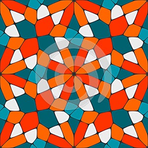 Vector Seamless Geometric Tiling Pattern in Teal and Orange