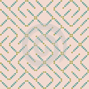 Vector seamless geometric truchet floral labyrinth pattern on cream background for fabric, wallpaper, scrapbooking