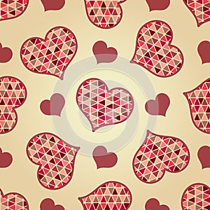 vector seamless geometric Valentine pattern with triangle hearts