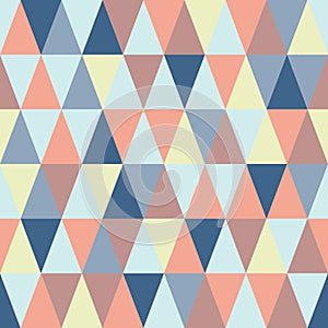 Vector seamless geometry triangle mosaic pattern in blue and brown colors. Geometric background.