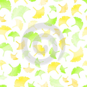 Vector seamless ginkgo leaves pattern