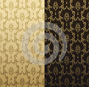 Vector seamless gold pattern with art ornament. Vintage elements for design in Victorian style. Ornamental lace tracery