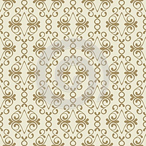 Vector seamless golden flourish pattern.