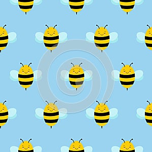 Vector seamless graphical minimalstic flying bee pattern, modern background allover print with insects