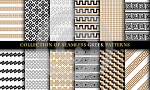 Vector seamless Greek patterns collection, art set