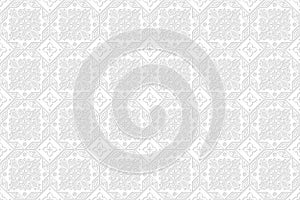 Vector Seamless Grey and White Vintage Ornamental Damask Pattern Background