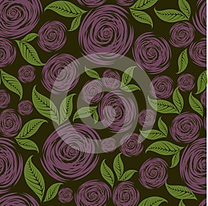 Vector Seamless grunge rose pattern