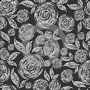 Vector Seamless grunge rose pattern
