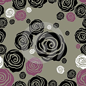 Vector Seamless grunge rose pattern