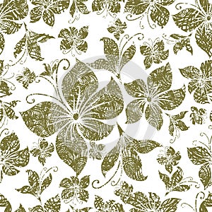 Vector Seamless grunge vintage floral pattern