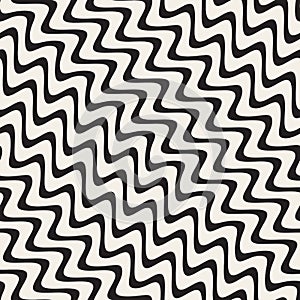 Vector Seamless Hand Drawn Diagonal Wavy Lines Pattern