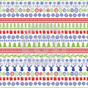 Vector seamless hand drawn pattern. Christmas or New Year doodle