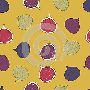 Vector seamless hand drawn pattern of fig.