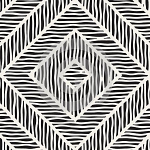 Vector seamless hand drawn pattern. Zigzag and stripe rough lines. Tribal design background. Ethnic doodle texture.