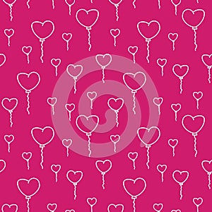 Vector seamless heart baloon pattern in pink