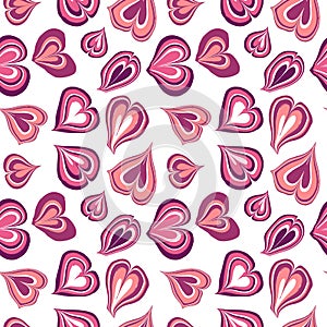 Vector seamless hearts pattern. Repeating texture for print, fabric, textile, cloth, valentines day card. Hearts, love