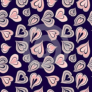 Vector seamless hearts pattern. Repeating texture for print, fabric, textile, cloth, valentines day card. Hearts, love
