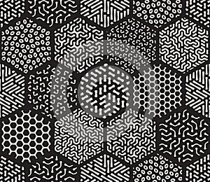 Vector Seamless Hexagonal Jumble Patterns