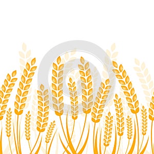 Vector seamless horizontal background with golden ripe ear of wh