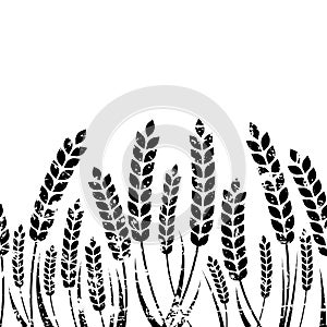Vector seamless horizontal background with isolated ear of wheat