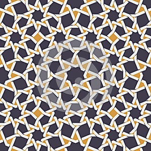 Vector Seamless Islamic Star Line in Yellow And Blue Geometric Pattern