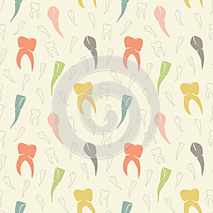 Vector seamless light colorful teeth pattern