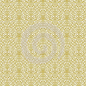 Vector seamless line art golden pattern in traditional oriental ethnic style 9