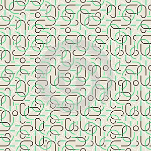 Vector seamless linear pattern in organic colors with semi circles.