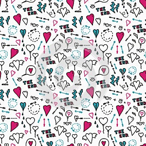 Vector seamless love hate pattern in white