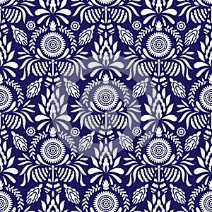 Vector Seamless Mexican Otomi Style  Pattern