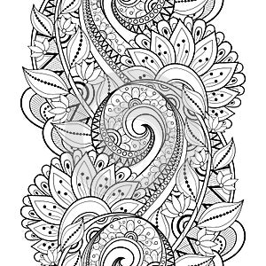 Vector Seamless Monochrome Floral Pattern